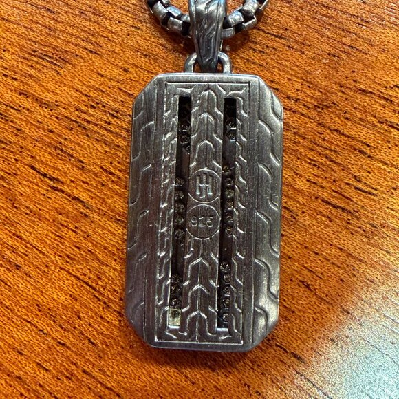 John Hardy Classic Chain Dog Tag Necklace, Sterling Silver & Diamond Pave , Men - Picture 3 of 3